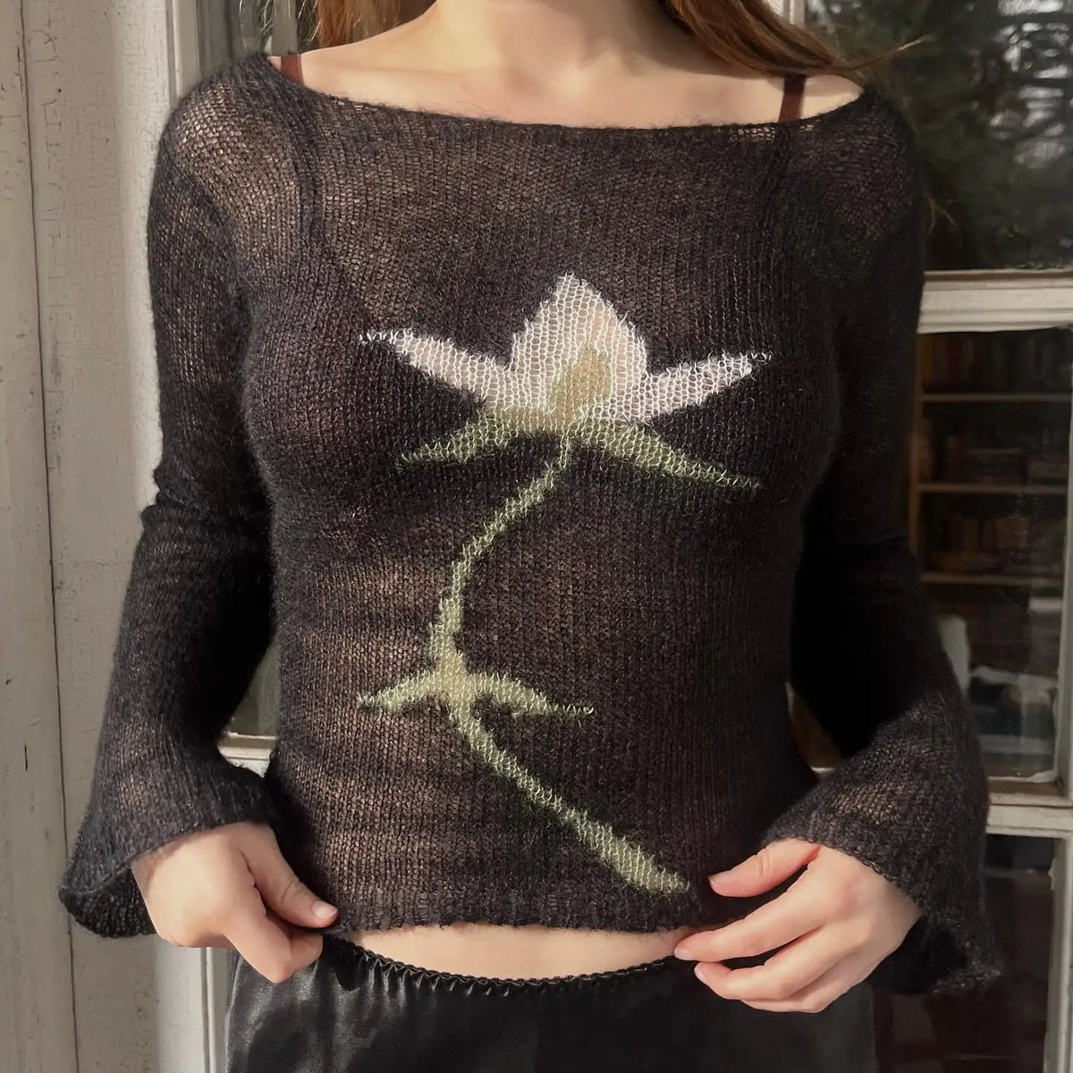 Midnight Bloom Knit Sweater