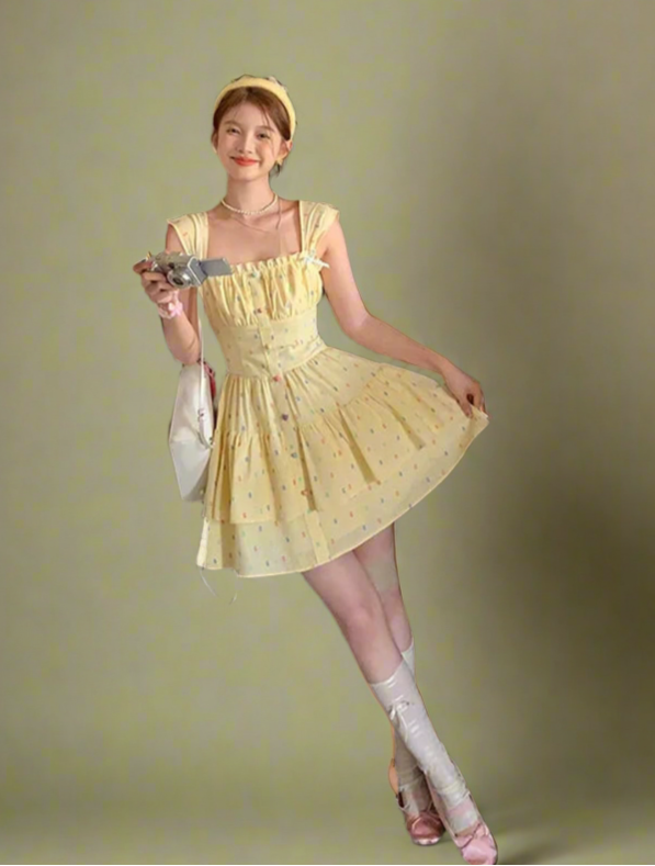 Fairycore Tiered Yellow Sundress cottagecoreclothes