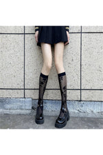 Floral Mesh Knee-High Socks