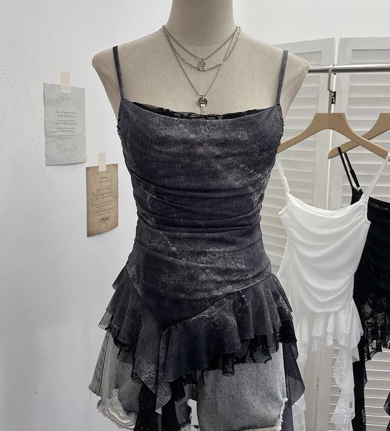 Fairy Grunge Ashen Velvet Ruin Cami Dress