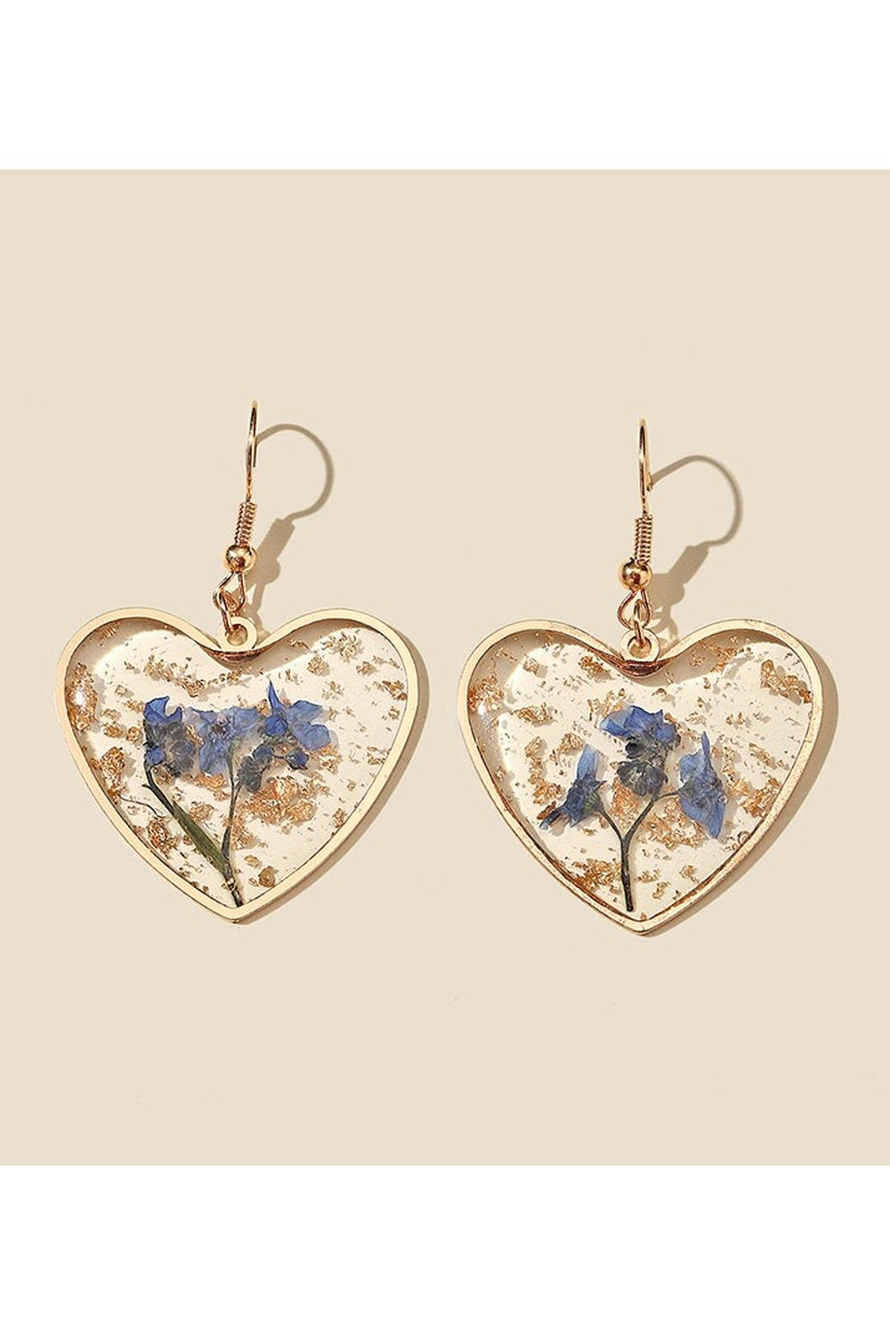 Blue Resin Heart Earrings