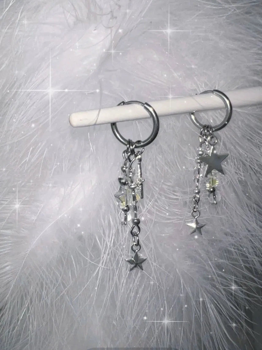 Celestial Star Charm Hoop Earrings