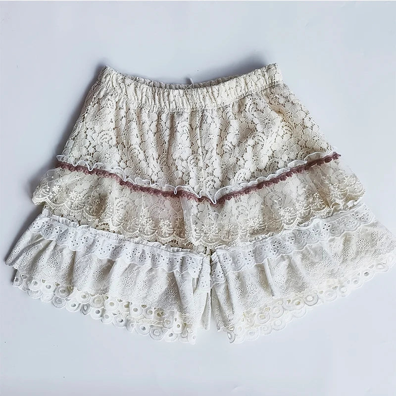 Mori Kei Ruffle Lace Skirt Shorts