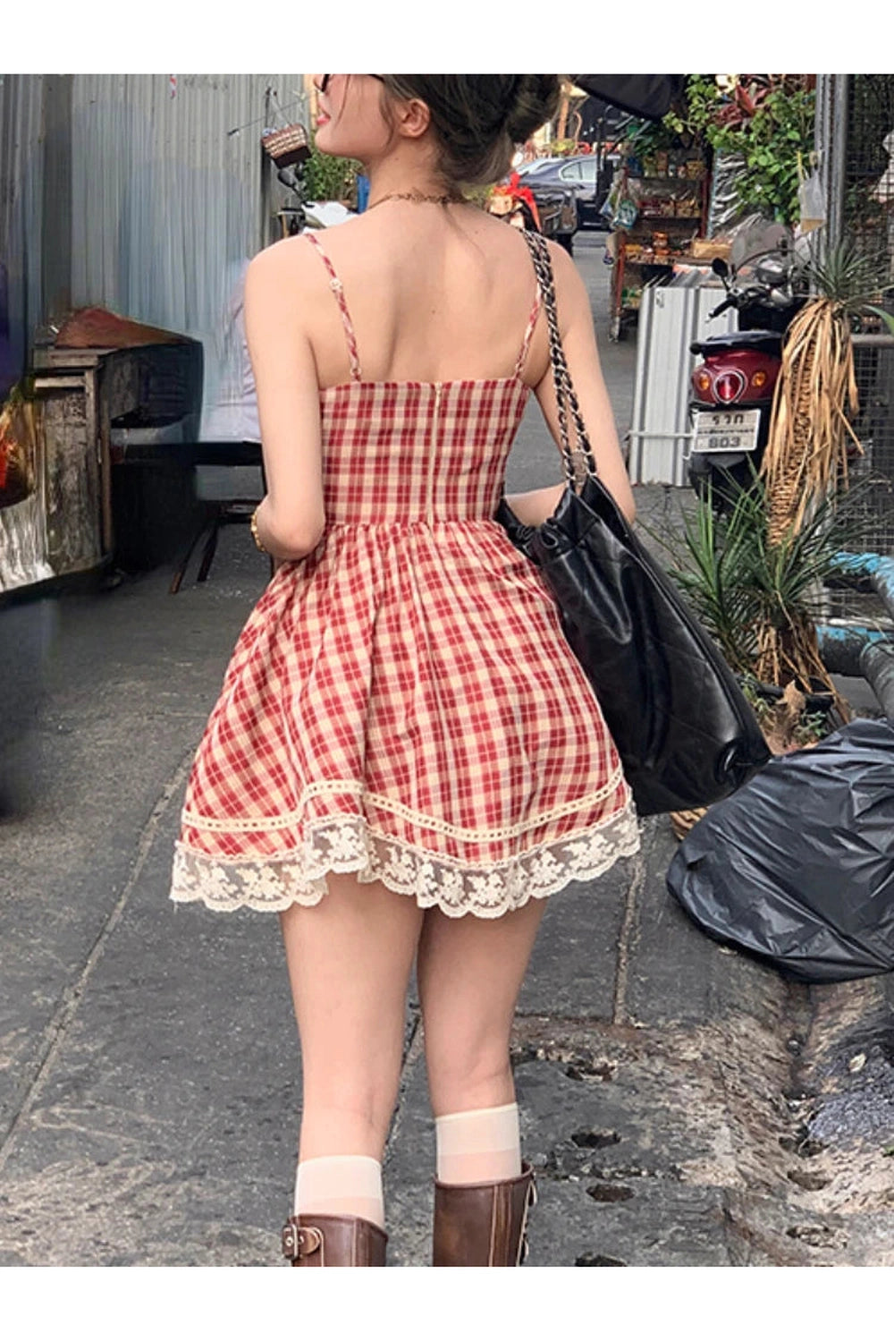 Plaid Babydoll Dress Red And White Plaid Dress Kawaii Aesthetic Plaid Dress Black L Plaid Babydoll Dress Red And White Plaid Dress Kawaii Aesthetic Plaid Dress Black L