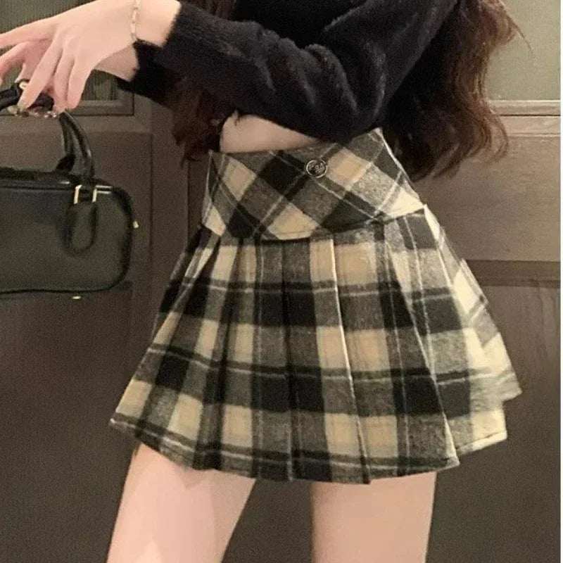 Vintage Checkered High-Waist Skirt