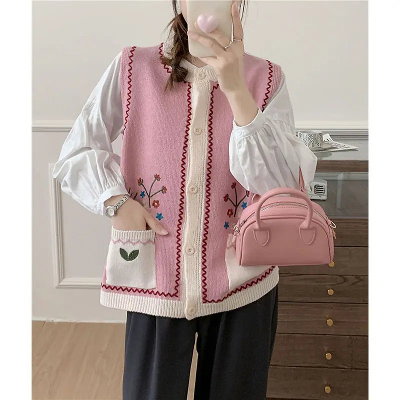 Mori Girl Forest Pocket Knit Vest