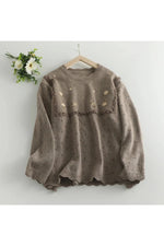 Mori Girl Floral Embroidered Knit Fall Sweater