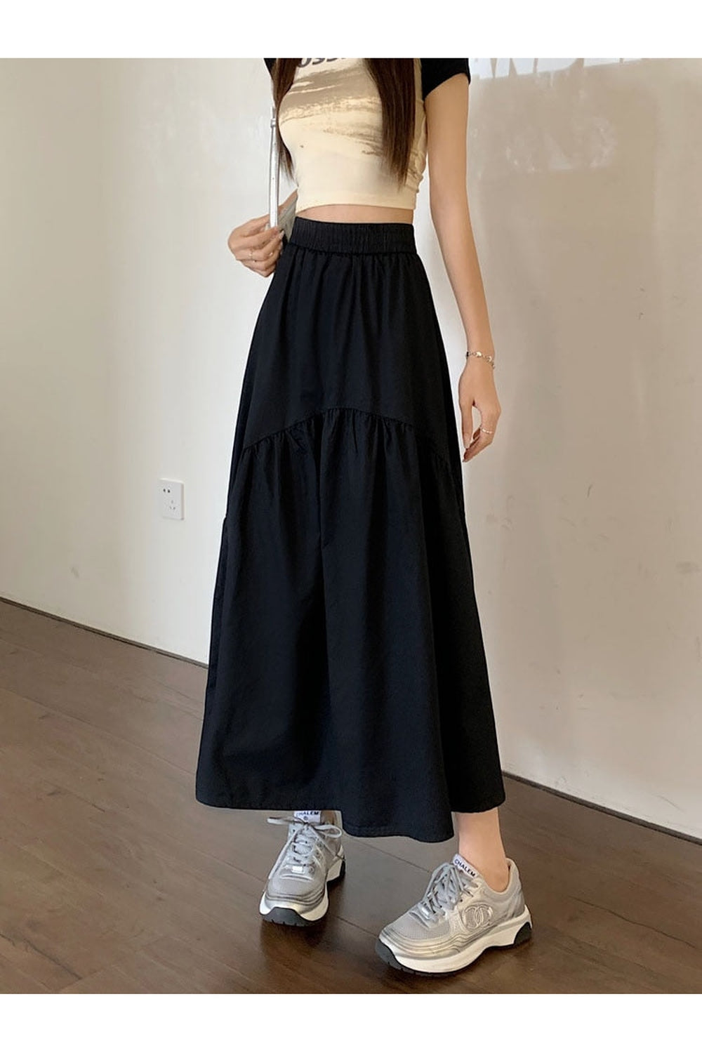 Korean Patchwork Maxi Skirt