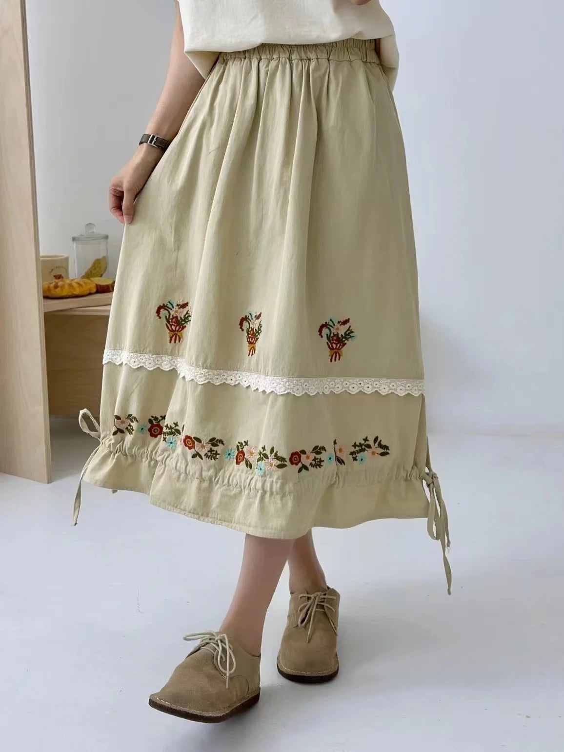 Embroidered A-line Skirt