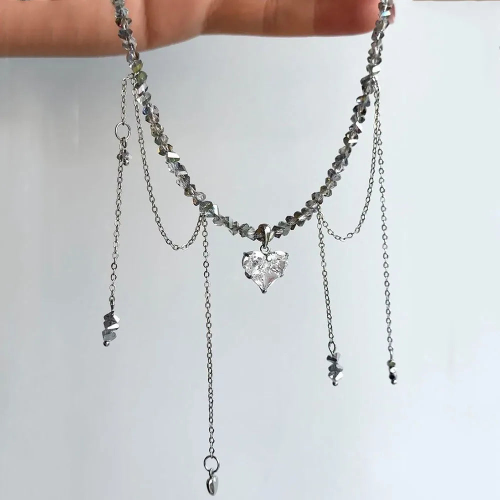 Fairycore Heart Tassel Necklace