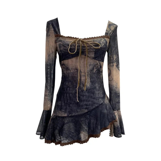 Fairy Grunge Smoked Mirror Mesh Corset Top