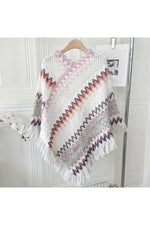 Boho Fringe Knit Poncho