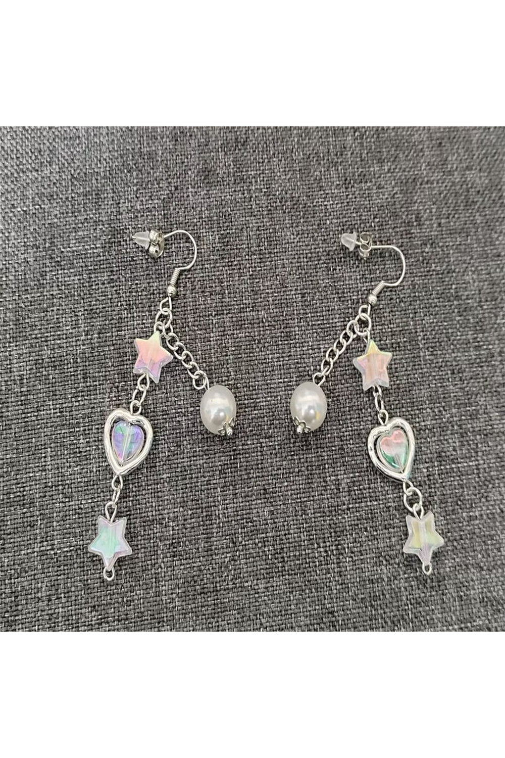 Fairy Core Pearl Drop Star Earrings