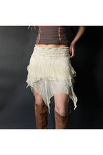 Fairycore Asymmetrical Hem Mesh Skirt