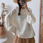 Vintage Ruffled Neck Peasant Blouse