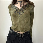 Goblincore Mystical V-Neck Bell Sleeve Top