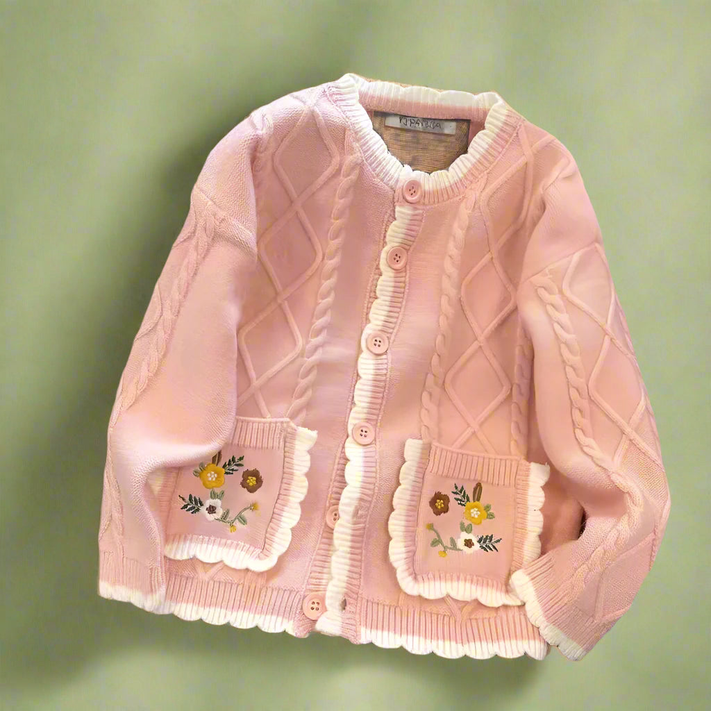 Cottagecore Floral Patch Pocket Knit Cardigan cottagecoreclothes