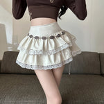 Lace-Trimmed Tiered Mini Skirt