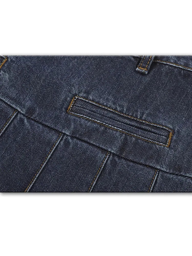 Saia jeans plissada cottagecore escura