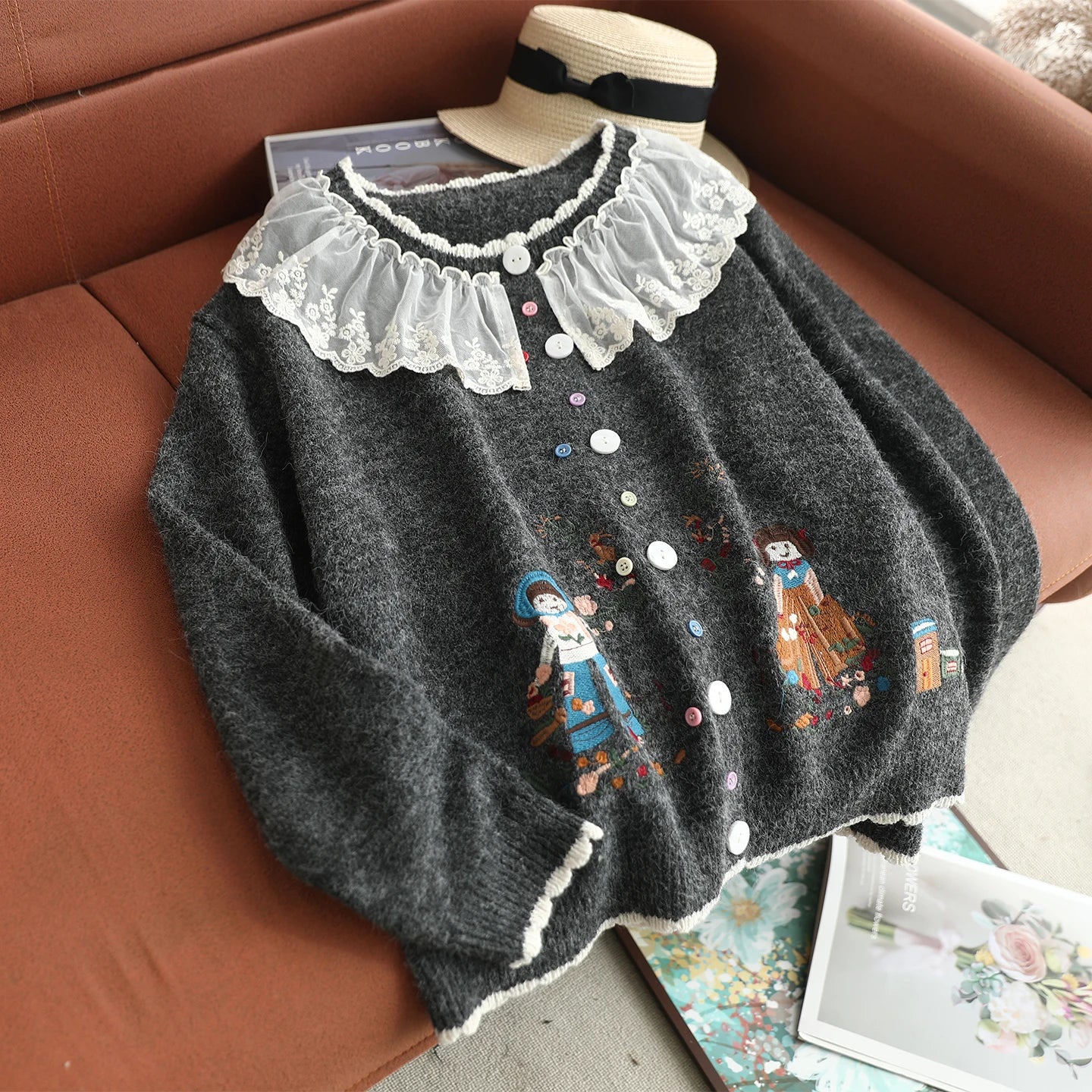 Cottagecore Garden Embroidered Lace Cardigan Coat