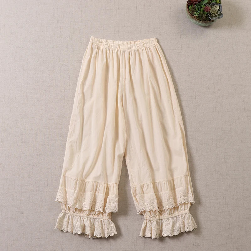 Mori Girl Ruffle Cropped Trousers
