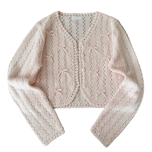 Kawaii Bow Knit Cardigan
