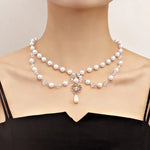 Pearls Heart Cross Necklace