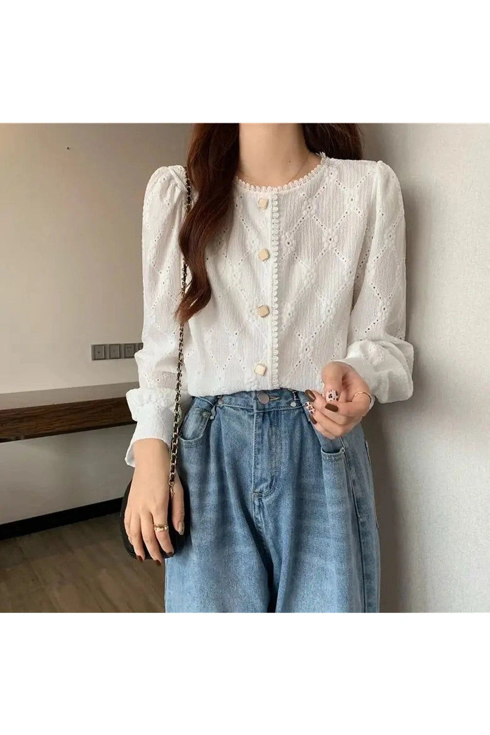 Cottagecore Button-Down Eyelet Blouse cottagecoreclothes