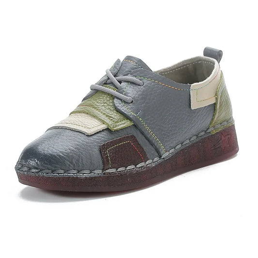 Goblincore Patchwork Leather Lace-Up Flat Shoe