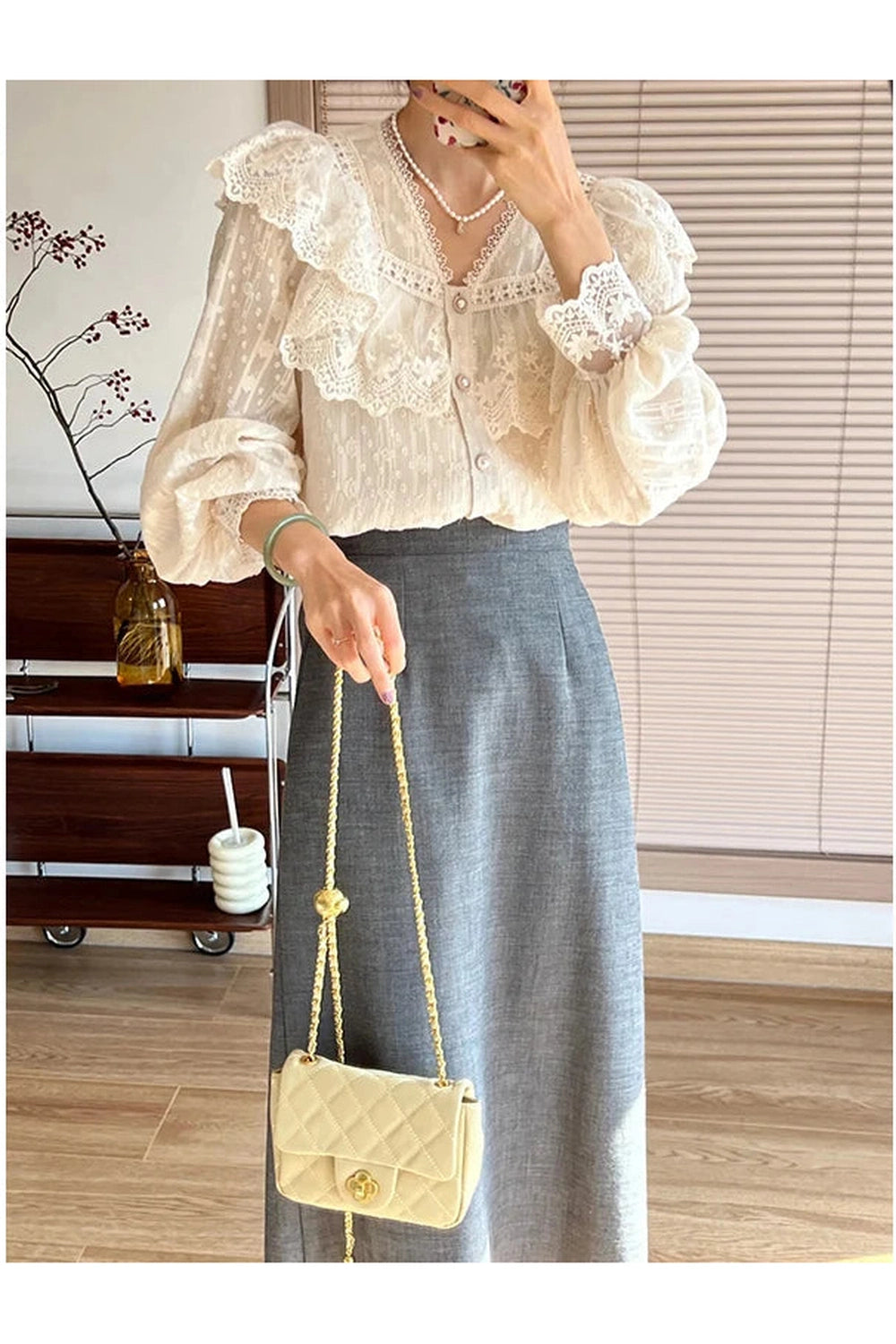 Vintage Lace Flounce Blouse