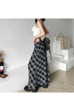 Black and Blue Plaid Maxi Skirt