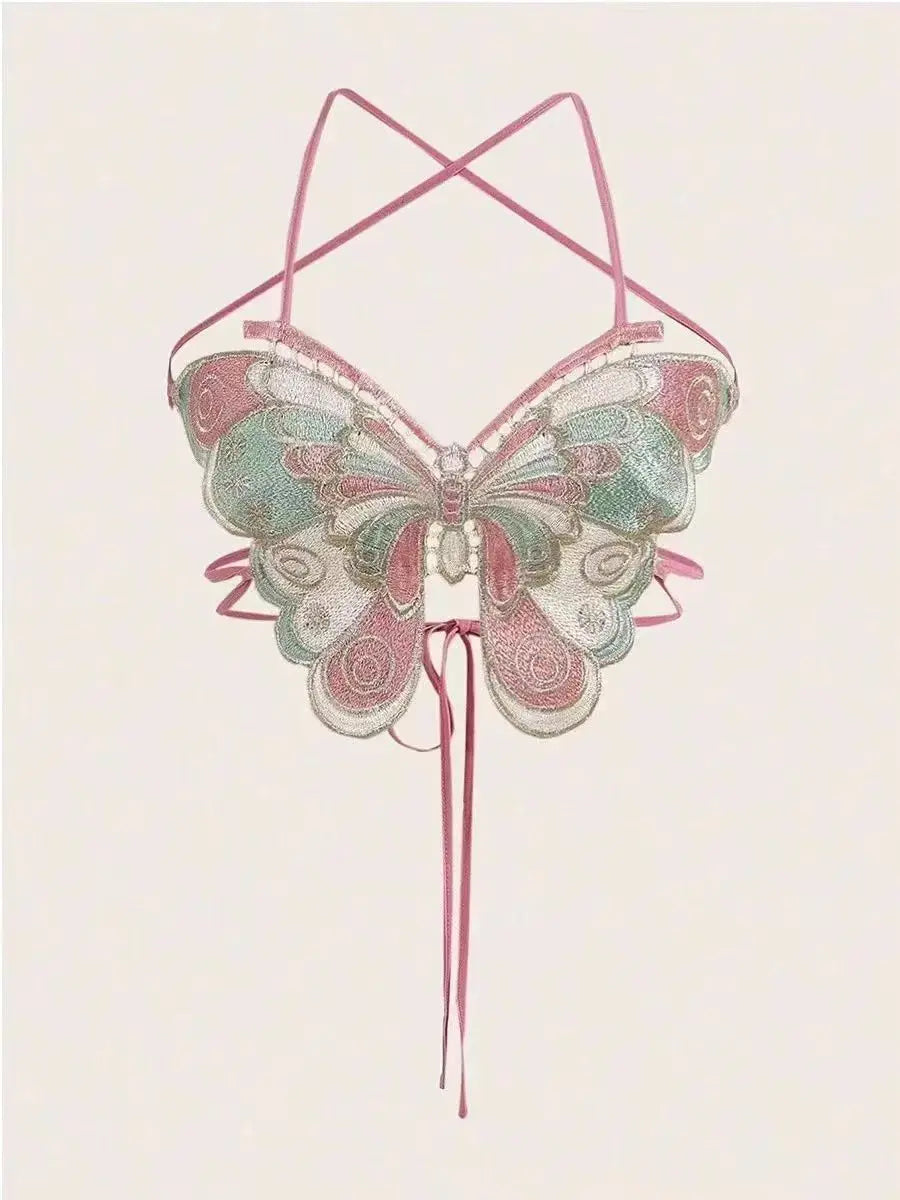 Butterfly Embroidered Sexy Top