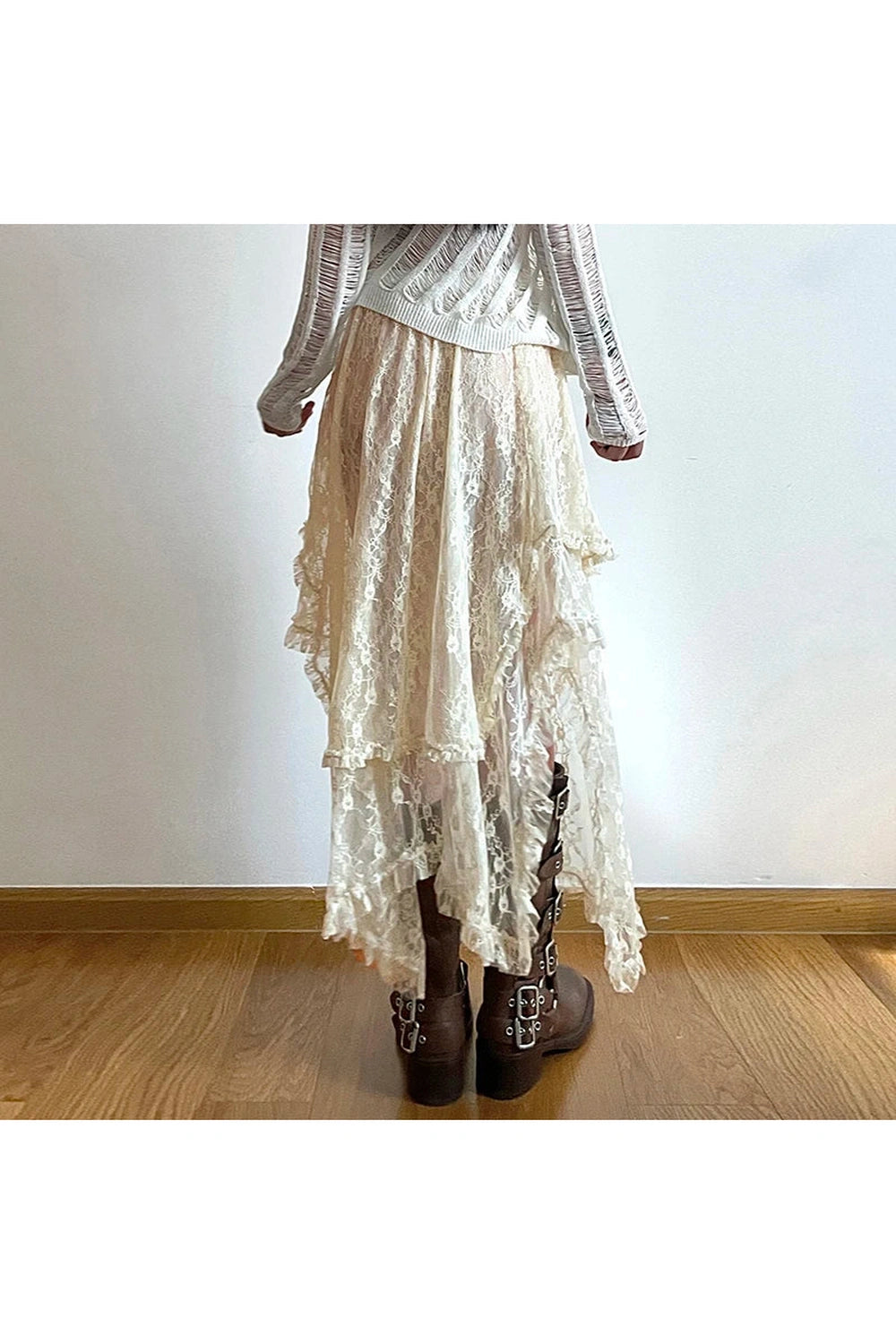 Ivory Cascade Lace Skirt