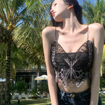 Korean Lace Butterfly Crop Top