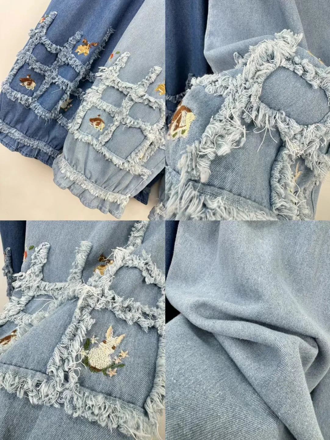 Mori Girl Patchwork Denim Pants