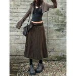 Goblincore Brown Panel Midi Skirt