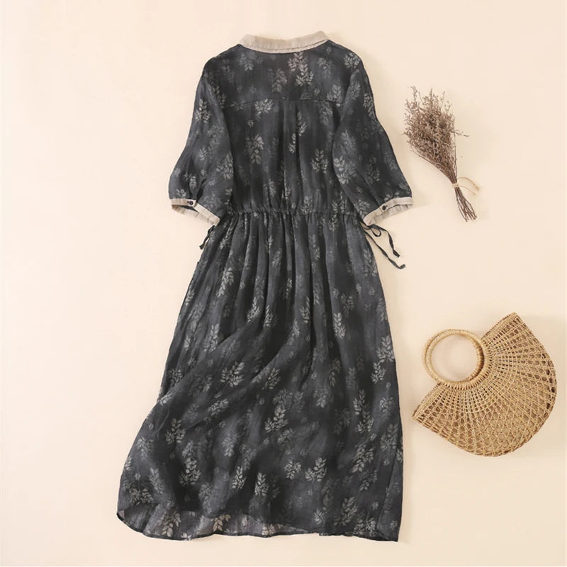 Dark Cottagecore Printed Maxi Dress