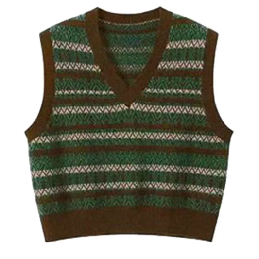 Goblincore Mossy Stripe Cropped Knit Vest