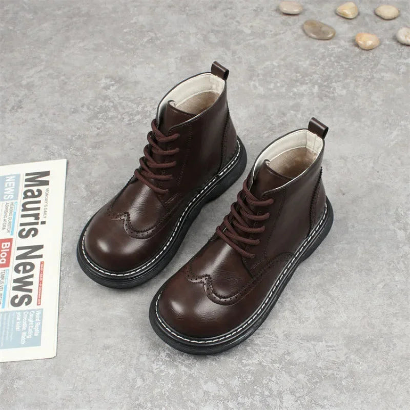 Vintage Wingtip Lace-Up Ankle Boots