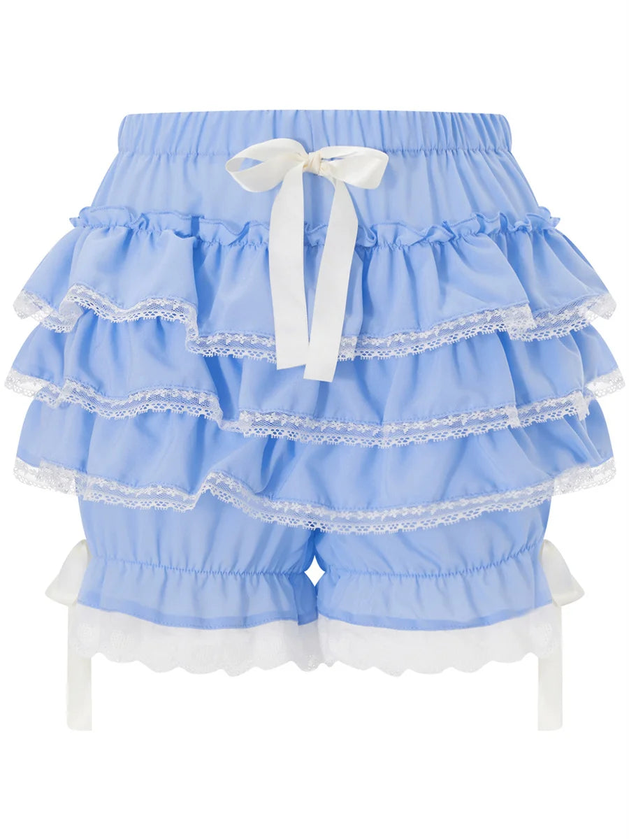 Prinzessinnen-Ästhetik Gestufte Spitzenrüschen-Bloomers