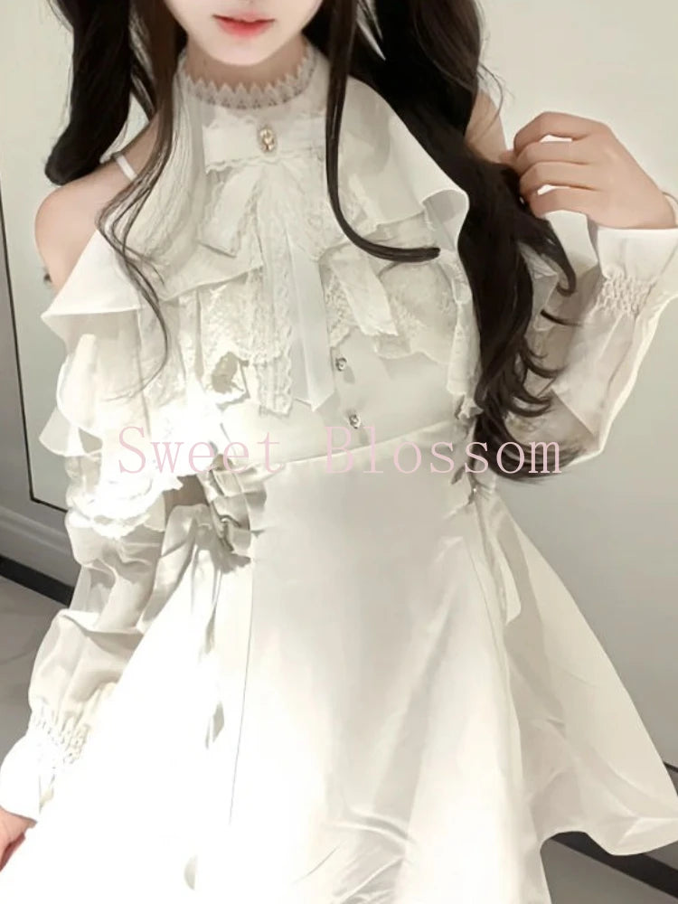 Fairycore Ruffle Dress in Ivory
