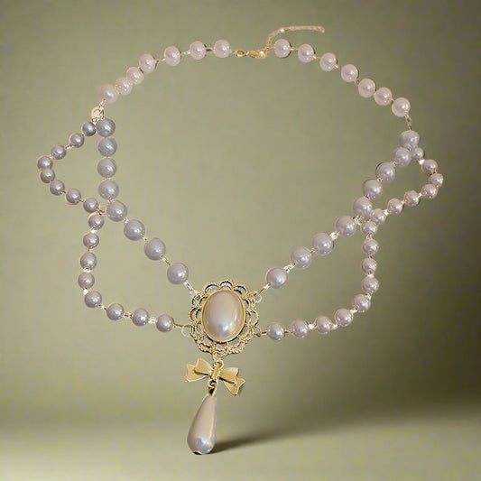 Victorian Pearl Cameo Layered Necklace cottagecoreclothes