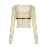 Lace Ribbons Peplum Top