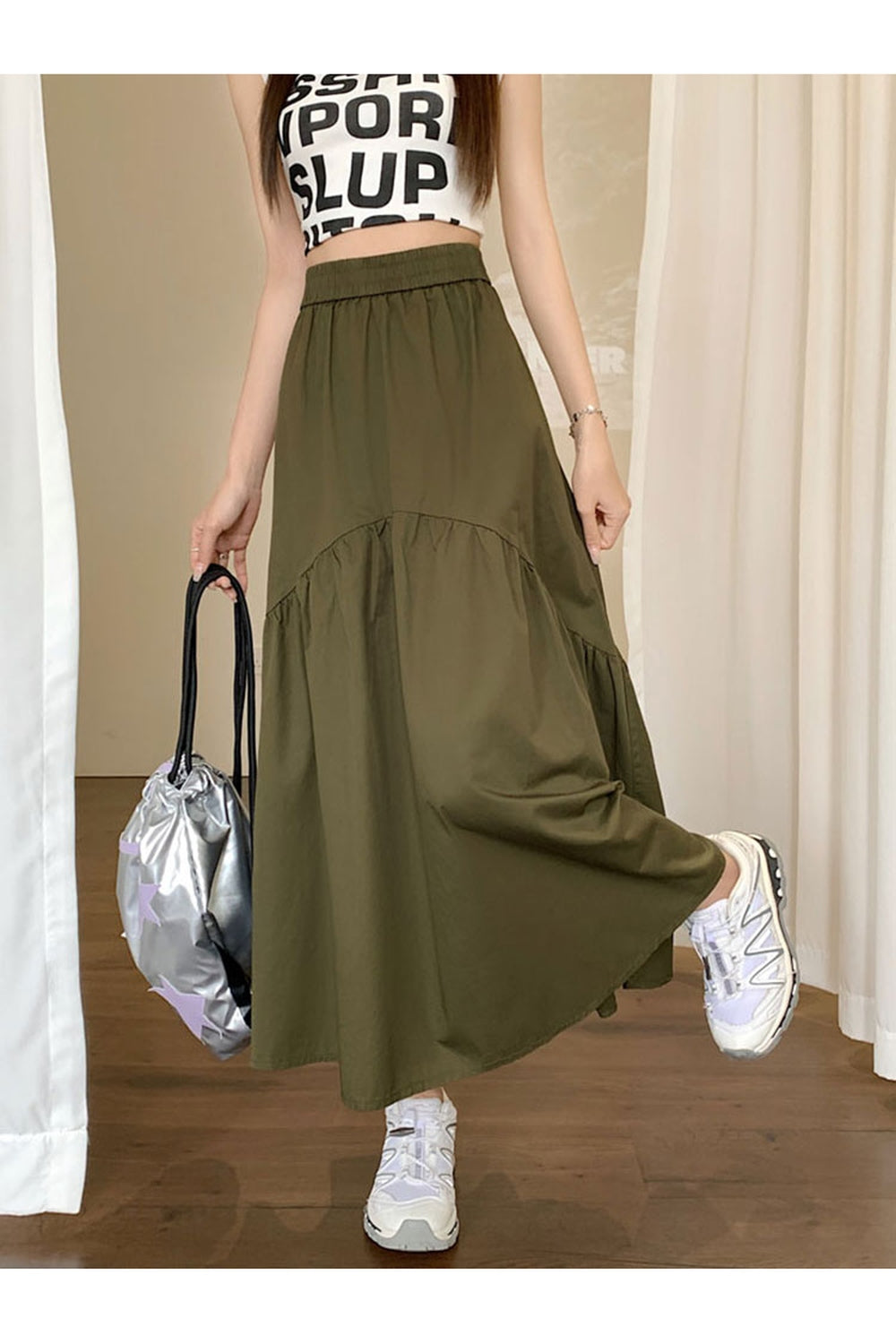 Korean Patchwork Maxi Skirt