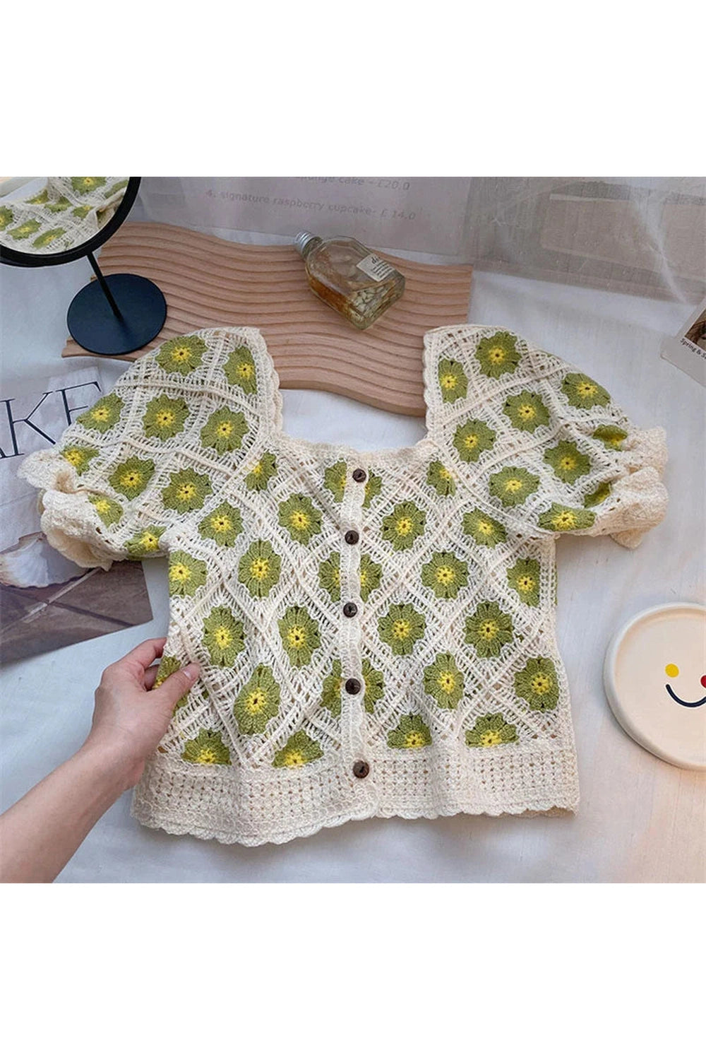 Flower Crochet Crop Fall Cardigan