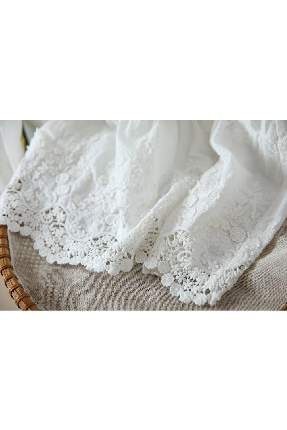 Victorian Lace Embroidery Linen Blouse