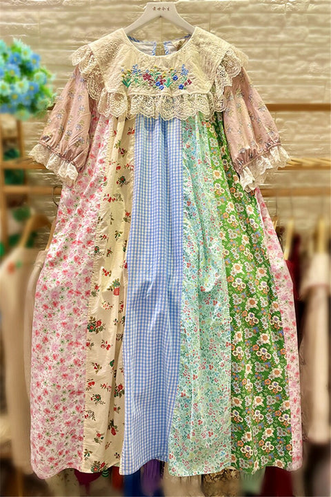 Mori Girl Floral Summer Midi Dress