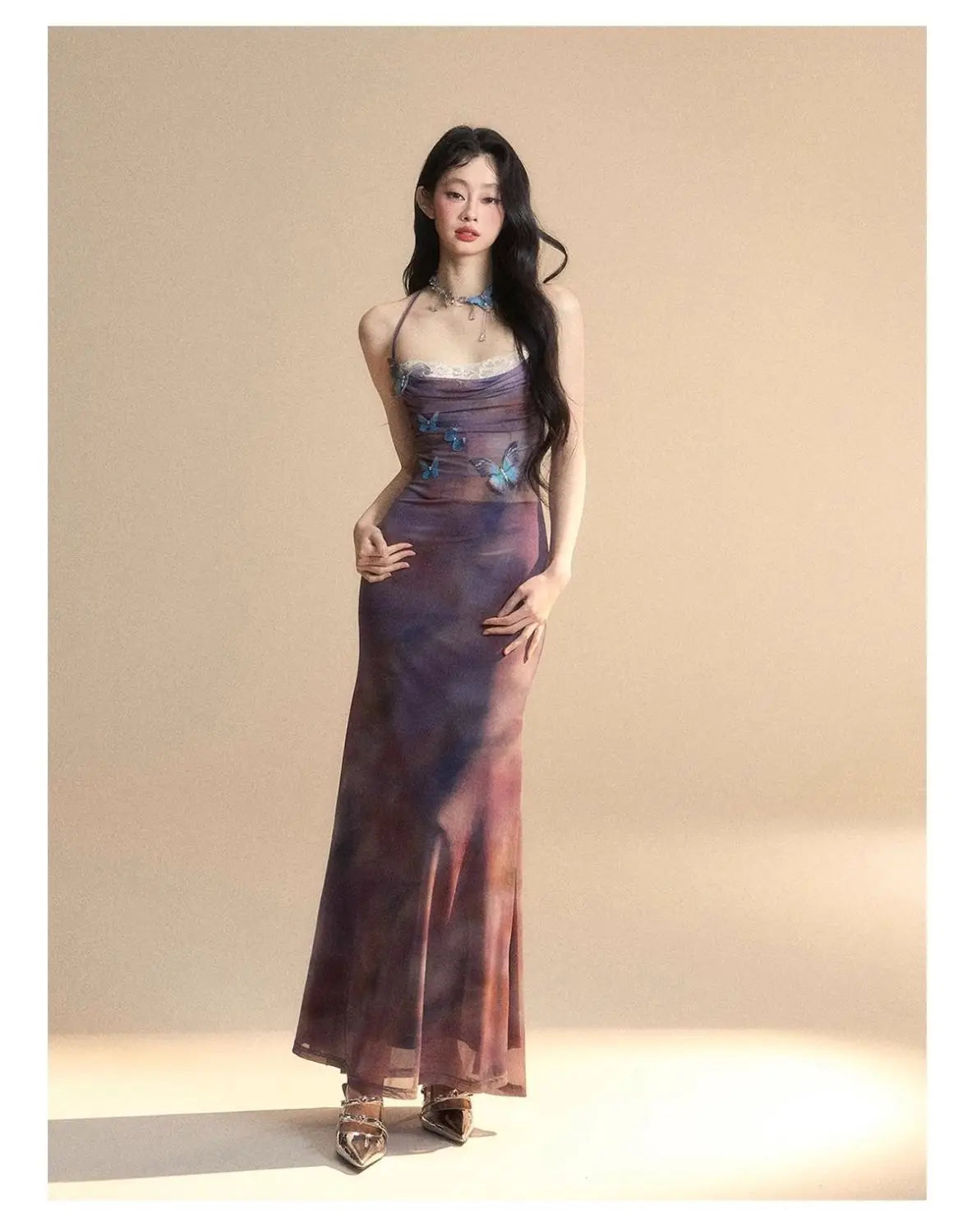 Ethereal Butterfly Storm Maxi Dress