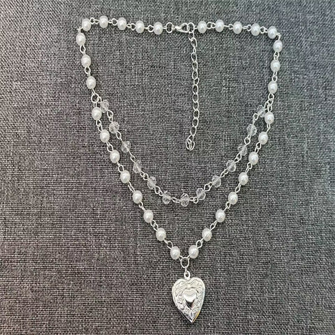 Collar victoriano de perlas de doble capa