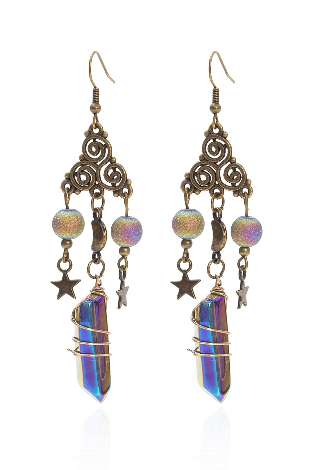 Star Moon Quartz Earrings cottagecoreclothes
